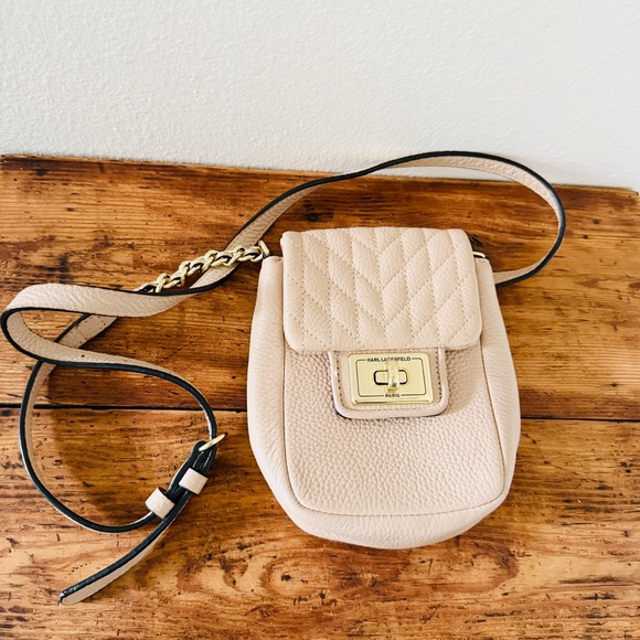 Karl Lagerfeld Agyness Paris Leather Blush Crossbody Bag in Shell - Picture 6 of 10